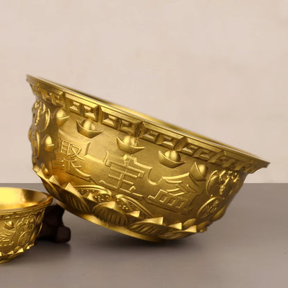 Feng Shui Chinese Decor The Bronze Sculpture Cornucopia Carved Metal bowl Handicraft Home Decoration