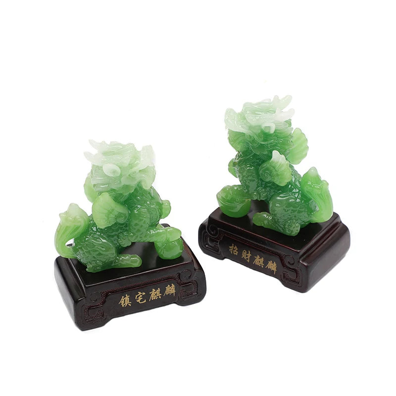 Feng Shui Chinese Dragon Chilin Unicorn Kylin Pi Xiu Kirin Statues Couple Housewarming Gift Home Decoration Wealth Prosperity