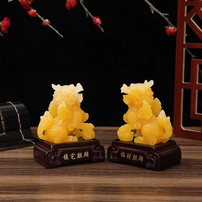 Feng Shui Chinese Dragon Chilin Unicorn Kylin Pi Xiu Kirin Statues Couple Housewarming Gift Home Decoration Wealth Prosperity