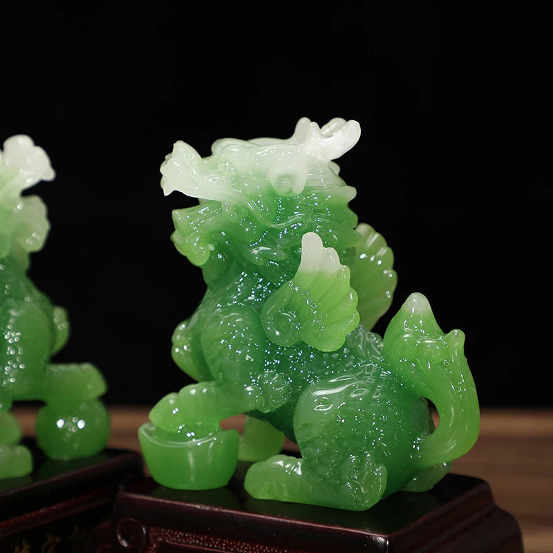 Feng Shui Chinese Dragon Chilin Unicorn Kylin Pi Xiu Kirin Statues Couple Housewarming Gift Home Decoration Wealth Prosperity