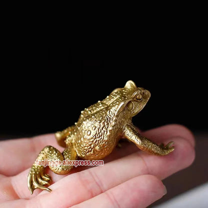 Feng Shui Copper Pocket Money Frog Fortune Brass Toad Figurin Chinese Coin Metal Craft Home Decor Gift Decoration Accessories