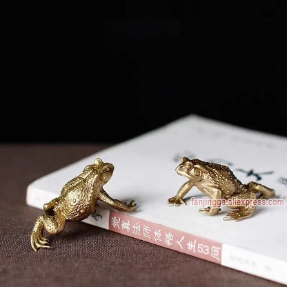 Feng Shui Copper Pocket Money Frog Fortune Brass Toad Figurin Chinese Coin Metal Craft Home Decor Gift Decoration Accessories