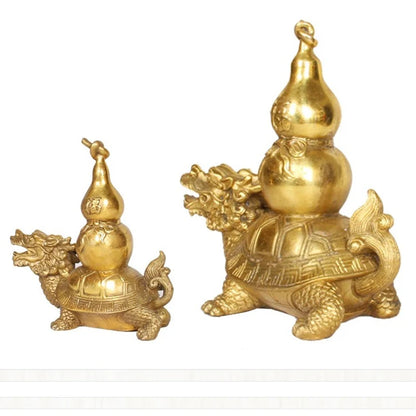 Feng Shui Decorating Mascot Bronze Dragon Turtle statue Carrying Gourd Wu Lou HuLu Home Decoration Ornaments Accessories Antique