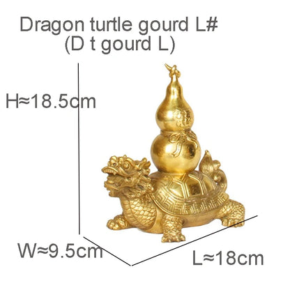 Feng Shui Decorating Mascot Bronze Dragon Turtle statue Carrying Gourd Wu Lou HuLu Home Decoration Ornaments Accessories Antique