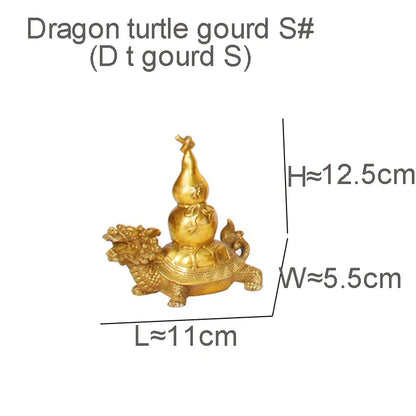 Feng Shui Decorating Mascot Bronze Dragon Turtle statue Carrying Gourd Wu Lou HuLu Home Decoration Ornaments Accessories Antique