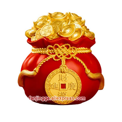 Feng Shui Ingot Treasure Gathering Bag Coin Purse Money Tree Lucky Fortune Dress Up Decorating For Car TV Cabinet Home Decoratio