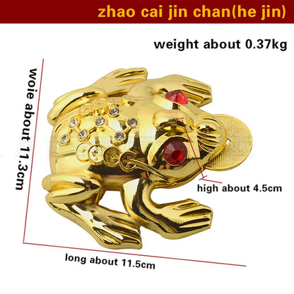 Feng Shui Toad Money LUCKY Fortune Wealth Chinese Golden Frog Coins Home Office Decoration Tabletop Ornaments Lucky Gifts