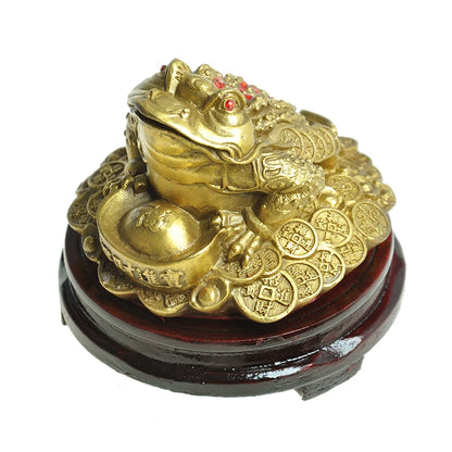 Feng Shui Toad Money LUCKY Fortune Wealth Chinese Golden Frog Toad Coin Home Office Decoration Ornaments Decorative antiques