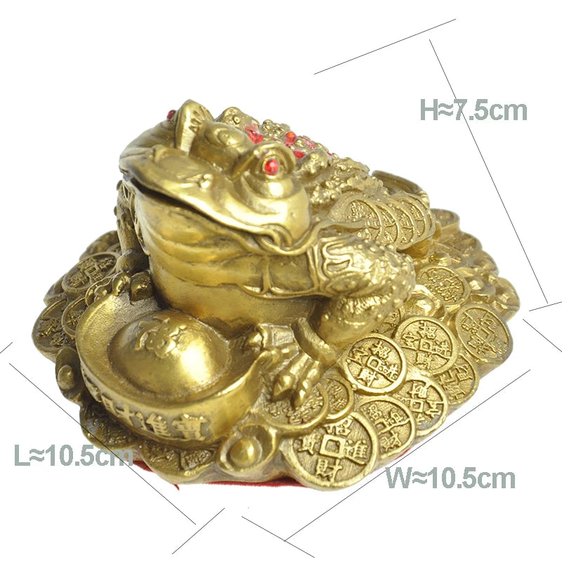 Feng Shui Toad Money LUCKY Fortune Wealth Chinese Golden Frog Toad Coin Home Office Decoration Ornaments Decorative antiques