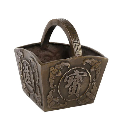 Feng Shui day into the bucket gold ornaments copper bucket copper Shengzi lucky  bat treasure into the home decoration gifts