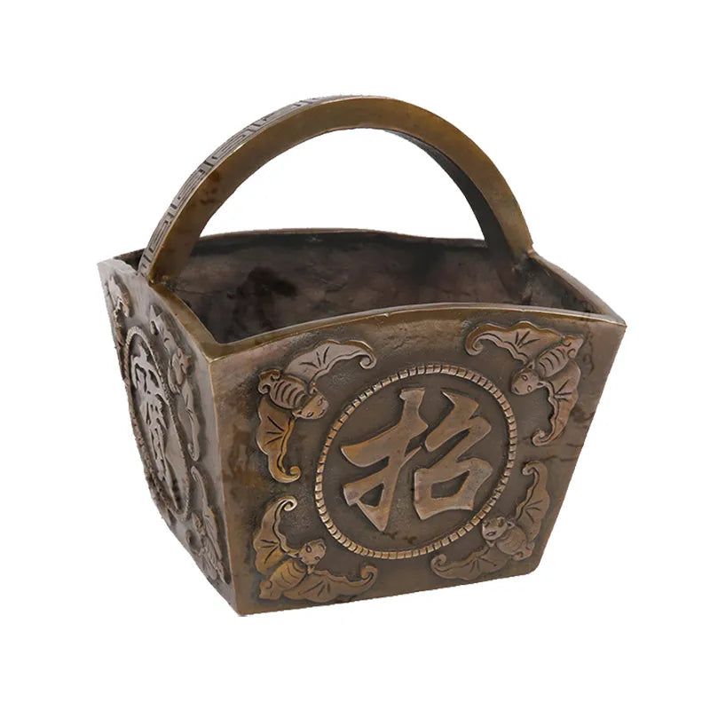 Feng Shui day into the bucket gold ornaments copper bucket copper Shengzi lucky treasure into the home decoration gifts