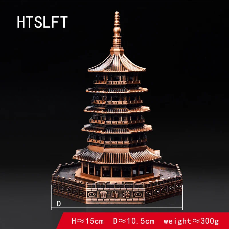 Feng shui Alloy Leifeng Tower Model Hangzhou West Lake Souvenir Building Model Helps Marriage Love Couple Home Decoration