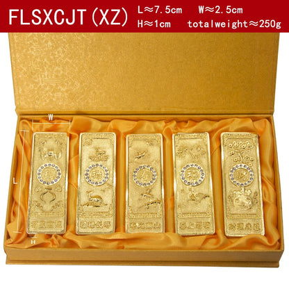 Feng shui Ancient China Ten Taels of Gold Alloy Simulation Bullion Jewelry gold brick Ornaments Lucky Cai Supplies