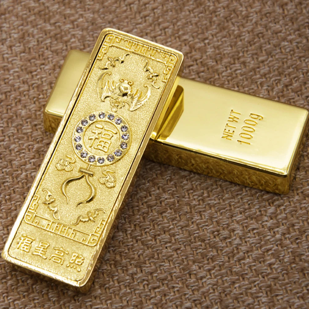 Feng shui Ancient China Ten Taels of Gold Alloy Simulation Bullion Jewelry gold brick Ornaments Lucky Cai Supplies