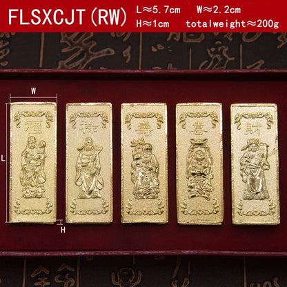 Feng shui Ancient China Ten Taels of Gold Alloy Simulation Bullion Jewelry gold brick Ornaments Lucky Cai Supplies