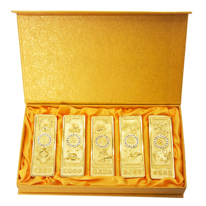 Feng shui Ancient China Ten Taels of Gold Alloy Simulation Bullion Jewelry gold brick Ornaments Lucky Cai Supplies