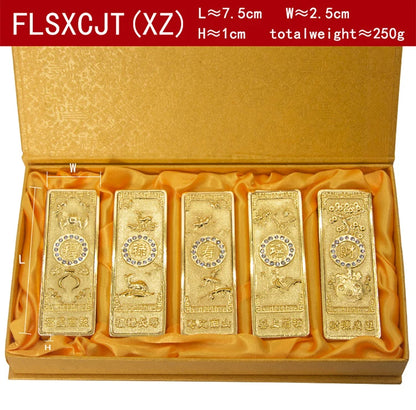 Feng shui Ancient China Ten Taels of Gold Alloy Simulation Bullion Jewelry gold brick Ornaments Lucky Cai Supplies Fu Lu Shou