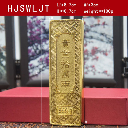 Feng shui Ancient China Ten Taels of Gold Alloy Simulation Bullion Jewelry gold brick Ornaments Lucky Cai Supplies