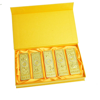 Feng shui Ancient China Ten Taels of Gold Alloy Simulation Bullion Jewelry gold brick Ornaments Lucky Cai Supplies Fu Lu Shou