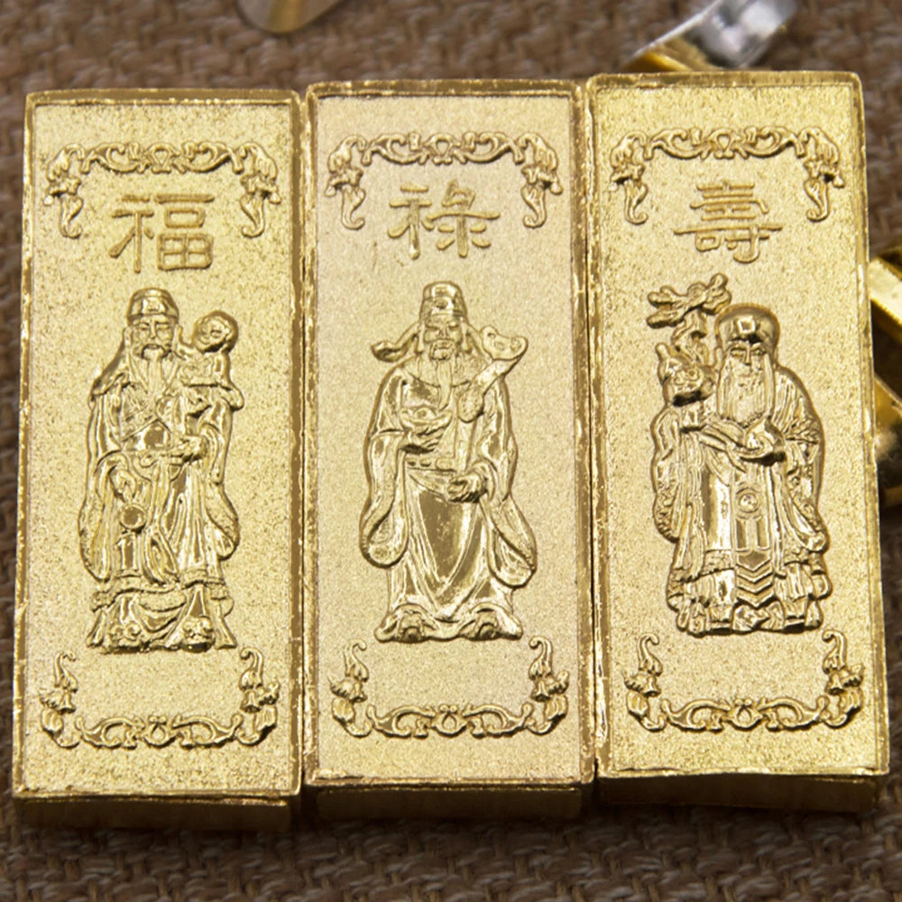 Feng shui Ancient China Ten Taels of Gold Alloy Simulation Bullion Jewelry gold brick Ornaments Lucky Cai Supplies