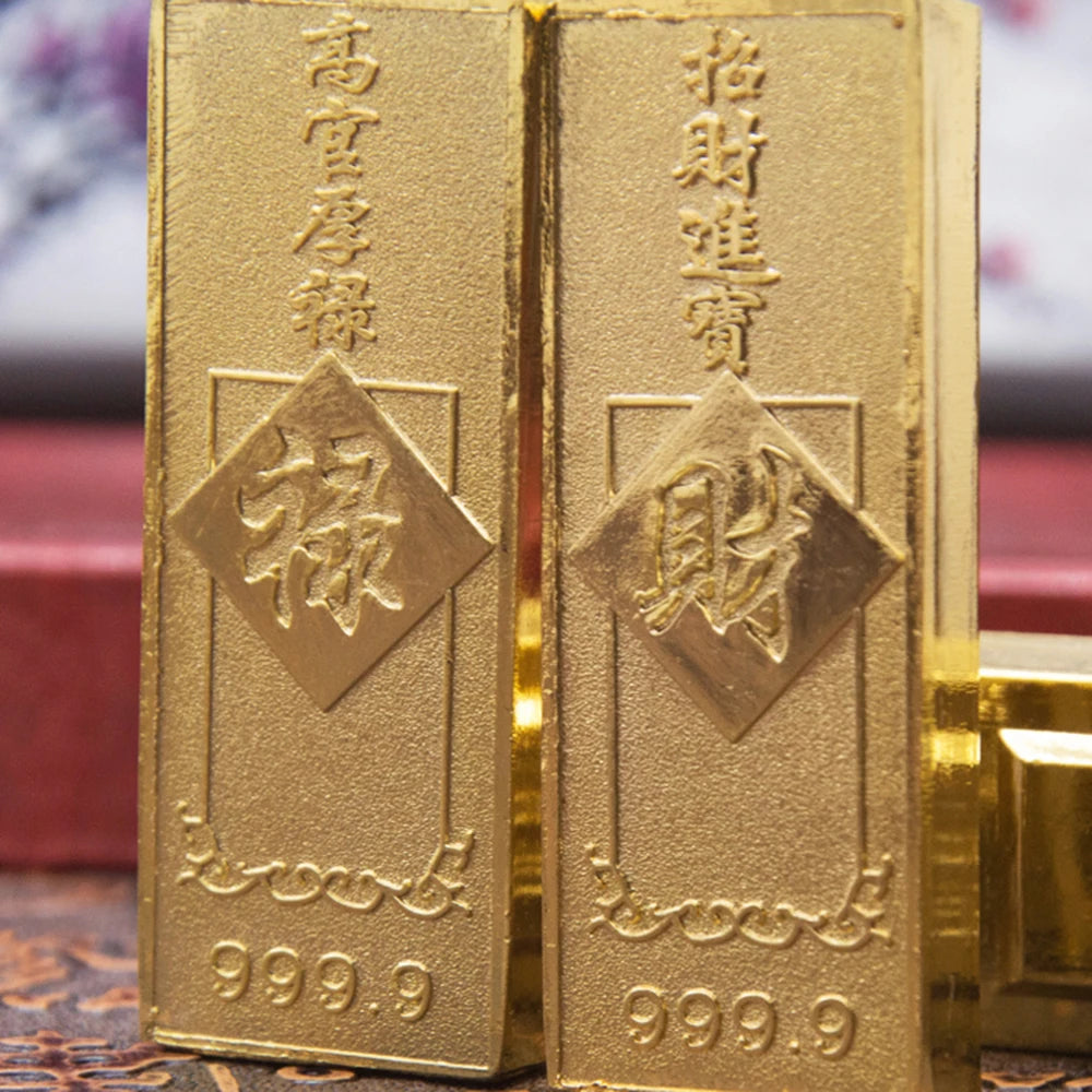 Feng shui Ancient China Ten Taels of Gold Alloy Simulation Bullion Jewelry gold brick Ornaments Lucky Cai Supplies