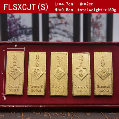 Feng shui Ancient China Ten Taels of Gold Alloy Simulation Bullion Jewelry gold brick Ornaments Lucky Cai Supplies