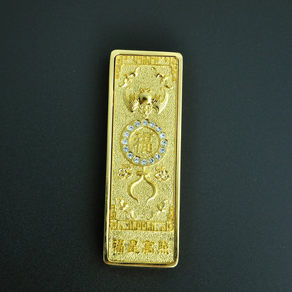 Feng shui Ancient China Ten Taels of Gold Alloy Simulation Bullion Jewelry gold brick Ornaments Lucky Cai Supplies Fu Lu Shou