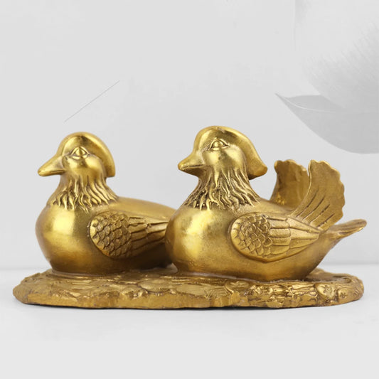 Feng shui Brass Mandarin Duck Bird Statue Carving Wedding Gifts Exquisite China Home Decoration Accessorie Metal Handicraft