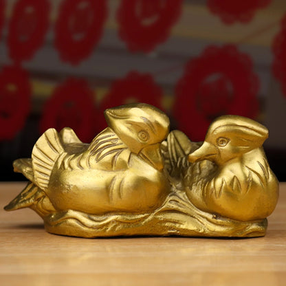 Feng shui Brass Mandarin Duck Bird Statue Carving Wedding Gifts Exquisite China Home Decoration Accessorie Metal Handicraft