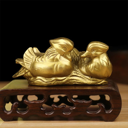 Feng shui Brass Mandarin Duck Bird Statue Carving Wedding Gifts Exquisite China Home Decoration Accessorie Metal Handicraft