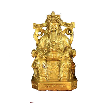 Feng shui China God of Wealth  Hold Treasure Bowl Bronze Statue Home Decor Gift Decoration Accessories