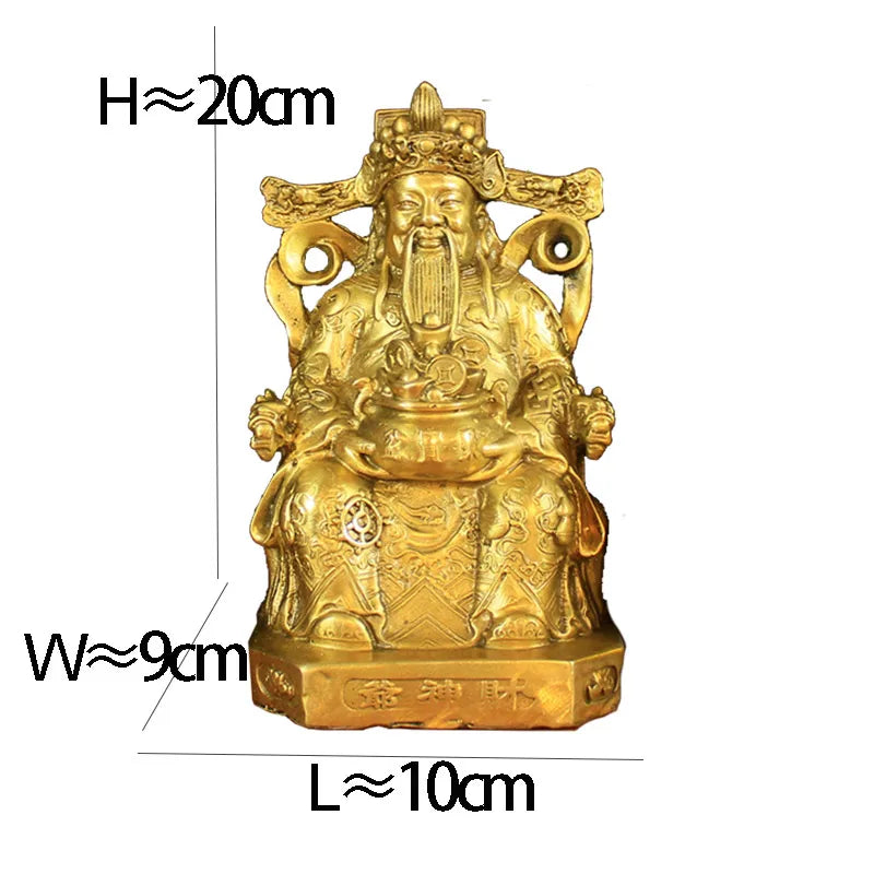 Feng shui China God of Wealth  Hold Treasure Bowl Bronze Statue Home Decor Gift Decoration Accessories