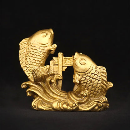 Feng shui pure copper Carp Leaping Dragon Gate Chinese Koi absorb wealth lucky chinese Home Decoration Accessories