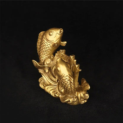 Feng shui pure copper Carp Leaping Dragon Gate Chinese Koi absorb wealth lucky chinese Home Decoration Accessories