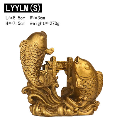 Feng shui pure copper Carp Leaping Dragon Gate Chinese Koi absorb wealth lucky chinese Home Decoration Accessories