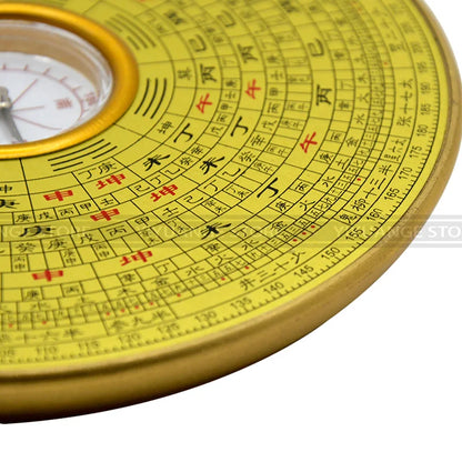 FengShui Chinese Ancient resin Luopan Compass Coppery Surface Luo Jing yi Elaborate Luo Pan 10cm