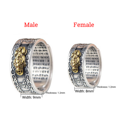 Feng Shui Pixiu Mantra Ring - Wealth & Protection