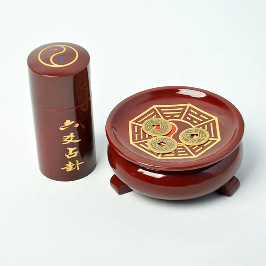 Fengshui 64 divinatory divination drum of Zhouyi six trigram tools of Zhouyi  card of Yijing 6 Yao divination tool coins money