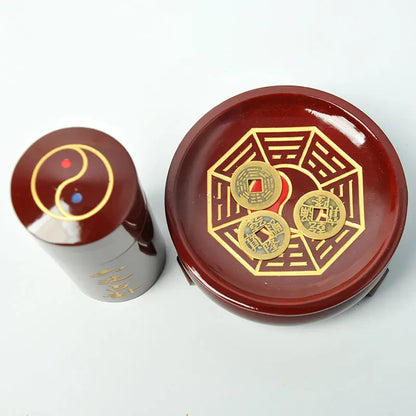 Fengshui 64 divinatory divination drum of Zhouyi six trigram tools of Zhouyi  card of Yijing 6 Yao divination tool coins money