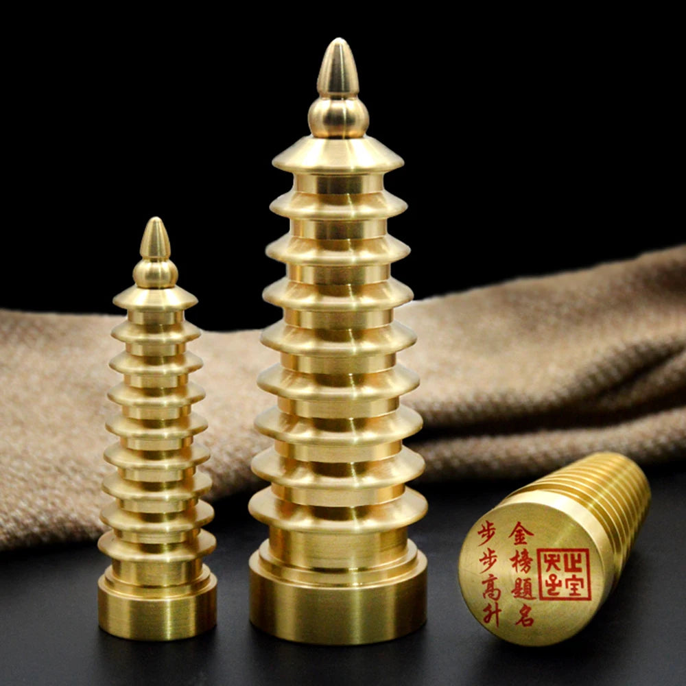 Fengshui China Brass Wenchang Pagoda Tower Crafts Statue Souvenir Home Decoration 3D Model metal handicraft