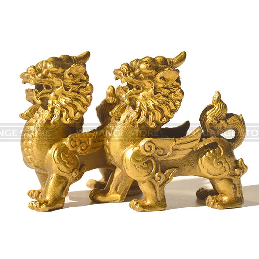 Fengshui Chinese Dragon Chilin Dragon Unicorn Kylin Pi Xiu Kirin Statue Couple Halloween  Home Decoration