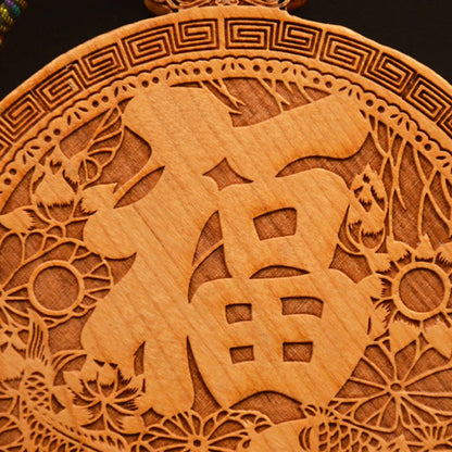 Fengshui Chinese knot natural mahogany carving rich and precious fish mahogany bagua mirror pendanthome accessories ornaments