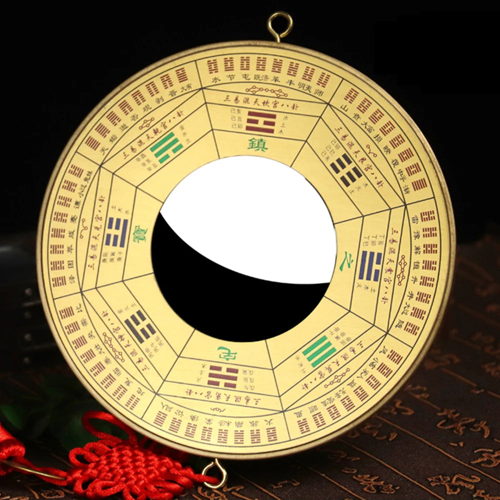 Fengshui Copper Brass Bagua Mirror Zhenzhai Jiugong Concave Convex Mirror Tai Chi Yin and Yang Mirror Pendant taoist decoration