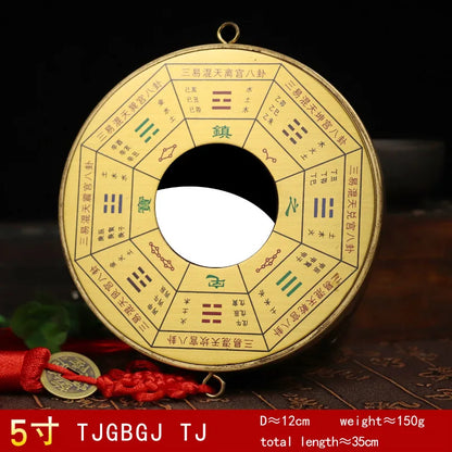 Fengshui Copper Brass Bagua Mirror Zhenzhai Jiugong Concave Convex Mirror Tai Chi Yin and Yang Mirror Pendant taoist decoration