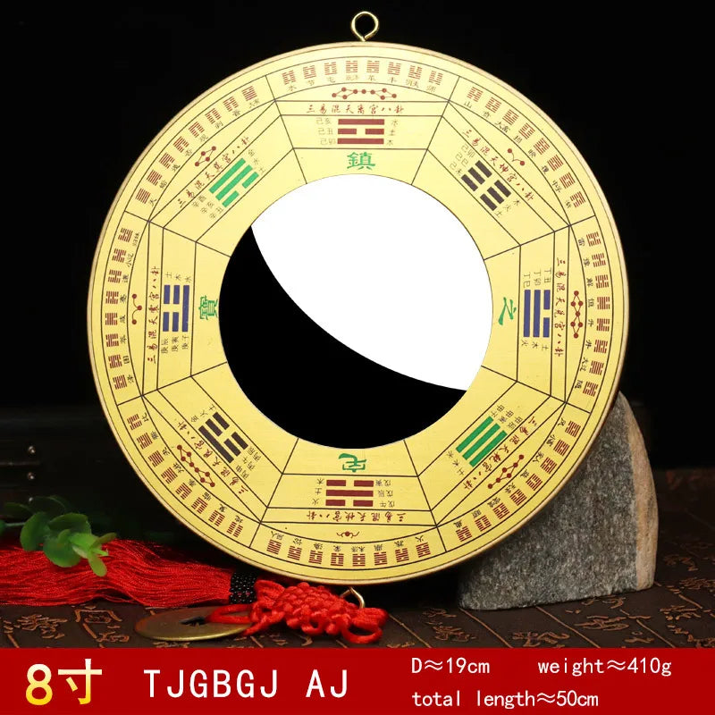 Fengshui Copper Brass Bagua Mirror Zhenzhai Jiugong Concave Convex Mirror Tai Chi Yin and Yang Mirror Pendant taoist decoration