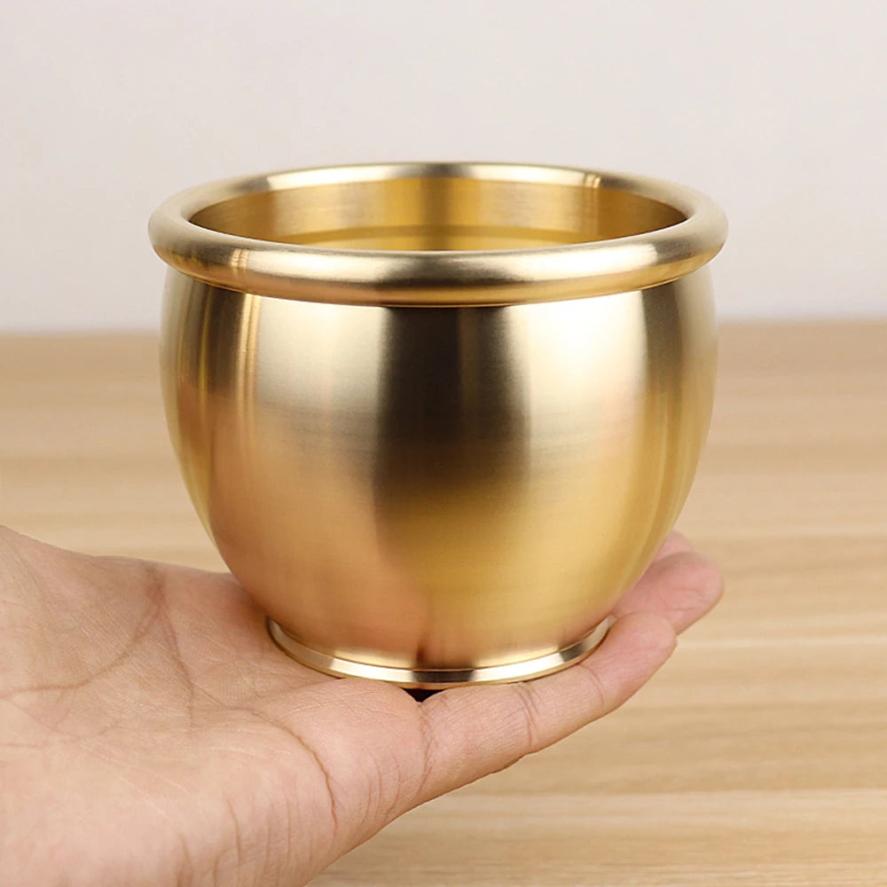 Fengshui Copper Water Supply Cup Tibetan Water Supply Cup Supplies Buddha Water Bowl Goddess of wealth Home Decoration