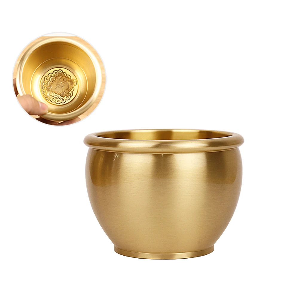 Fengshui Copper Water Supply Cup Tibetan Water Supply Cup Supplies Buddha Water Bowl Goddess of wealth Home Decoration