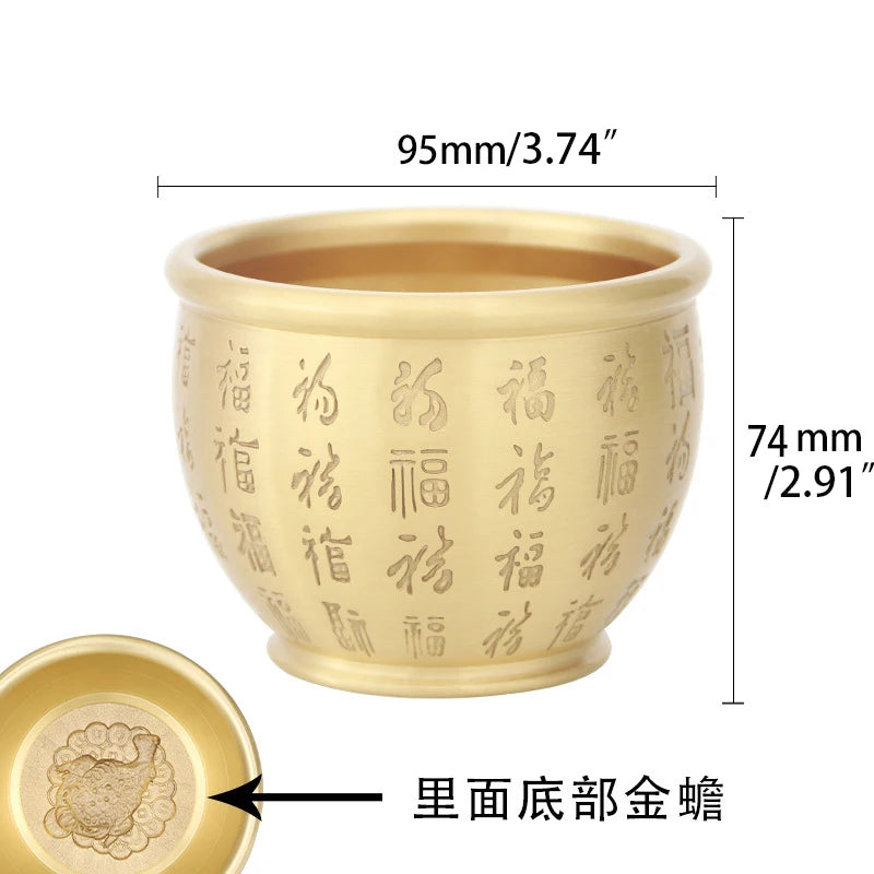 Fengshui Copper Water Supply Cup Tibetan Water Supply Cup Supplies Buddha Water Bowl Goddess of wealth Home Decoration