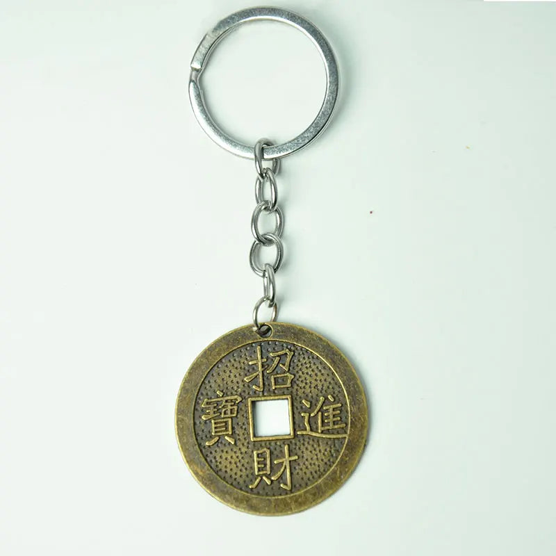 Fengshui Lucky Charms Ancient I CHING Copper Coins Mascot Prosperity Protection Good Fortune Car Keychain Pendant Home Decor