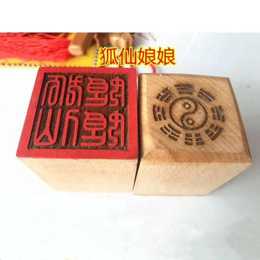 Fox fairy maiden seal, Taoist seal, Xianjia seal, single side, peach wood seal